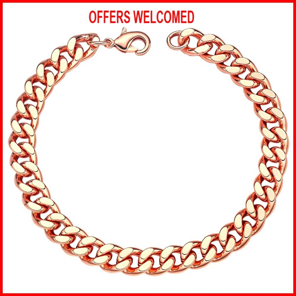 99.9% Pure Copper Cuban Link Bracelet, Lobster Clasp, Gift Box